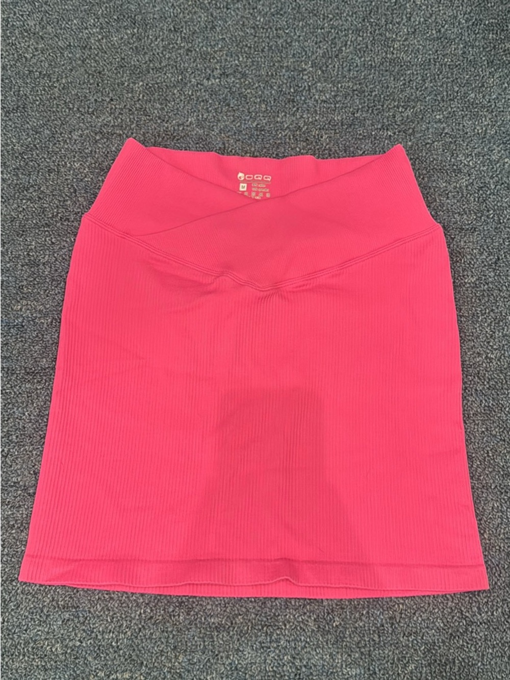 Ribbed Pencil Skirt with V-Waistband - Hot Pink